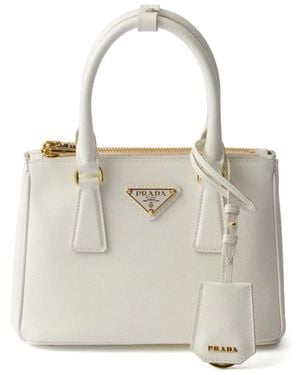 Prada ガレリア エナメルレザー ミニバッグ - ホワイト