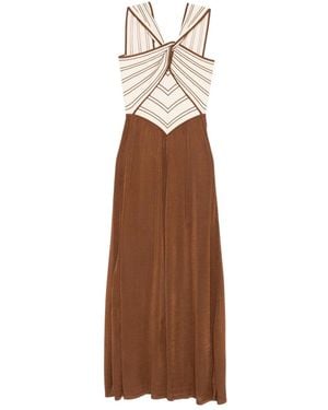 Zimmermann Cross-Front Striped Dress - Brown