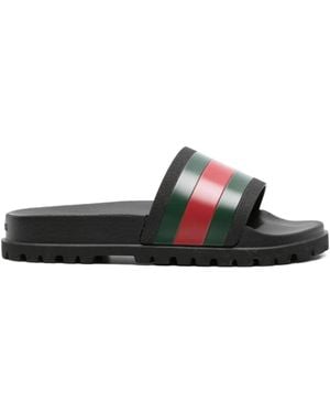 Gucci Web Detail Slides - Black