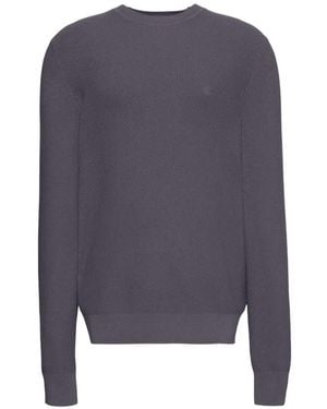 Calvin Klein Waffle-Knit Logo-Embroidered Jumper - Blue