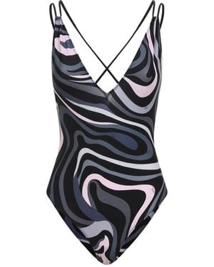 PUCCI クロスバック ワンピース水着 - ブラック