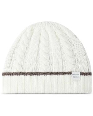 Paul & Shark Cable-Knit Wool Cashmere Beanie - White