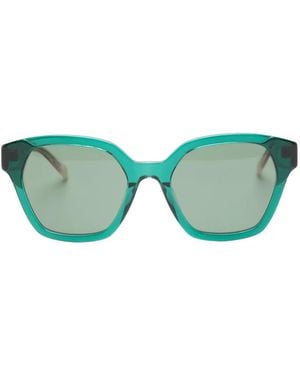 Benetton Marro Geometric-Frame Sunglasses - Green