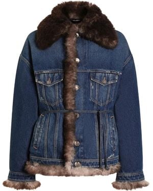 Dolce & Gabbana Giacca Denim Con Bordo - Blu