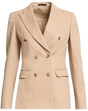 Elie Saab Double-Breasted Drill Blazer - Natural