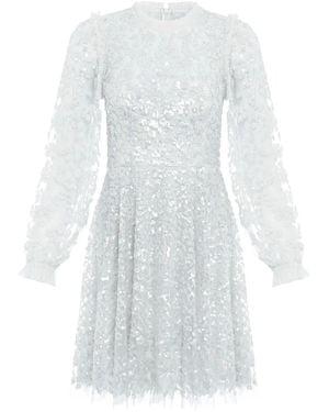 Needle & Thread Seren Sequin-Embellished Floral Dress - White