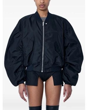 Rick Owens Jumbo Flight Ruched-Sleeve Oversized Bomber Jacket - Blue