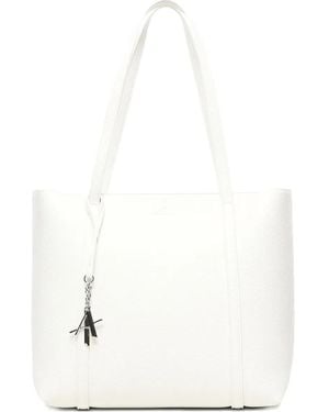 ARMANI EXCHANGE Logo-Charm Two-Handle Tote Bag - White