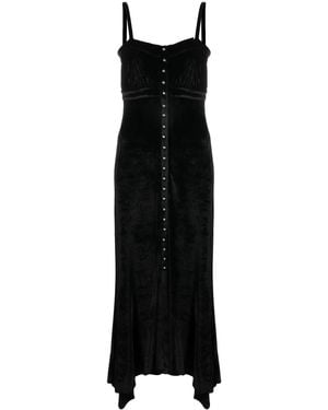 Rabanne Asymmetric Button-Up Midi Dress - Black