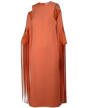 Valentino Garavani Fringed Cold-Shoulder Maxi Dress - Orange