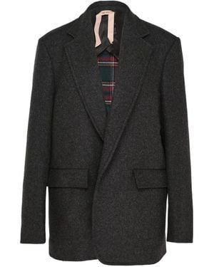 N°21 Melange-Effect Notched-Lapel Blazer - Black