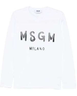 MSGM Logo-Printed T-Shirt - White