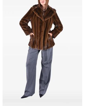 Max Mara Faux-Fur Wide-Lapel Jacket - Brown