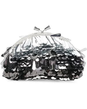 Anya Hindmarch Sequin-Embellished Tassel Clutch Bag - Grey