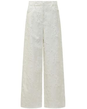 MSGM Textured Wide-Leg Trousers - White