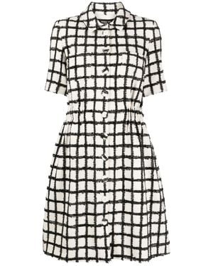 Paule Ka Grid-pattern Tweed Midi Dress - White