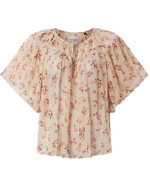 Isabel Marant Neslya Floral-Print Ruffled Blouse - Natural