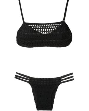 Amir Slama Open-Knit Bikini Set - Black