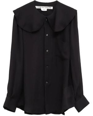 Comme des Garçons Oversized-Collar Button-Up Shirt - Black