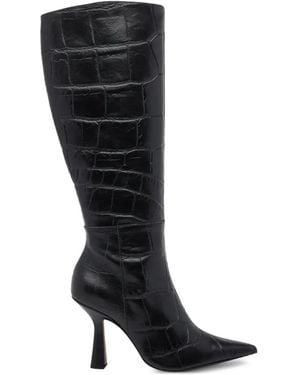 Ángel Alarcón Croc-Effect Knee-High Boots - Black