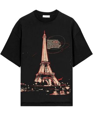 1989 STUDIO Eiffel Tower-Print Long-Sleeves T-Shirt - Black