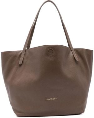 Braccialini Leather Tote Bag - ブラウン