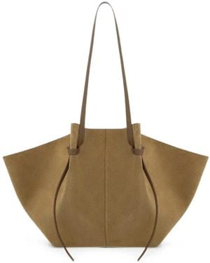Yuzefi Mochi Pleated Suede Shoulder Bag - Natural