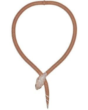 BVLGARI 18K Rose Serpenti Diamond And Onyx Necklace - White