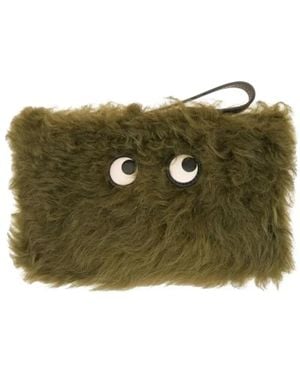 Anya Hindmarch Eyes Shearling Handle Clutch Bag - Green