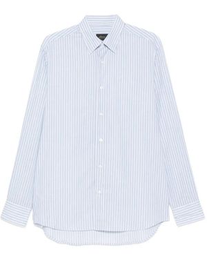 Brioni Hidden Striped Long-Sleeve Shirt - White