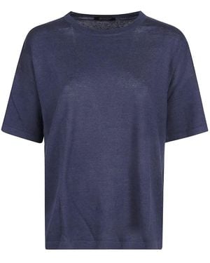 Aragona Linnen T-Shirt Met Korte Mouwen - Blauw