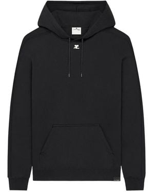 Courreges Sudadera De Algodón Con Capucha Y Parche Del Logo - Negro