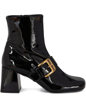 Miu Miu Buckle-Strap Boots - Black
