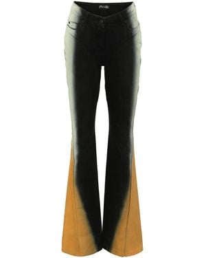 Mugler Jeans Svasati Con Effetto Sfumato - Nero