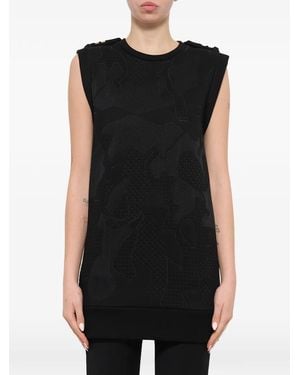 Neil Barrett Camouflage-Pattern Epaulette Top - Black