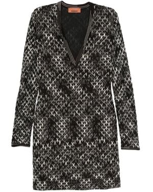 Missoni Geometric-Pattern V-Neck Dress - Black