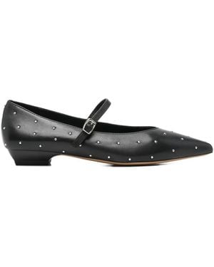 Cult Strap-Detail Flat Court Shoes - Black