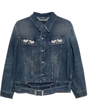 Simone Rocha Crystal-Embellished Denim Jacket - Blue