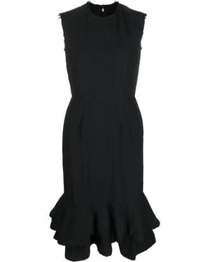 Comme des Garçons Sleeveless Ruffle-Trim Midi Dress - Black