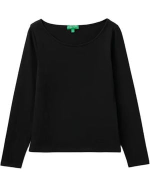 Benetton Long-Sleeve Scoop-Neck T-Shirt - Black