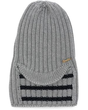 Borsalino Dorian Ribbed-Knit Beanie Hat - Grey