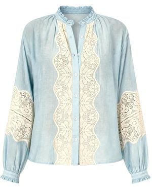 Alix Of Bohemia Poet Lace-Trim Blouse - Blue