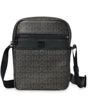 HUGO Logo-Print Messenger Bag - Black
