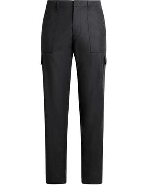 Etro Wool Cargo-Pocket Trousers - Black