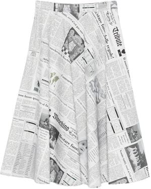 Moschino Newspaper-Print Midi Skirt - White