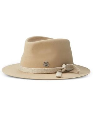 Maison Michel André Ribbon-Detailed Fedora Hat - Natural