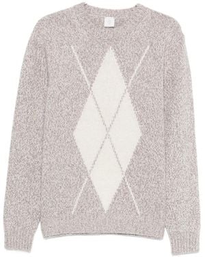 Eleventy Argyle-Detail Crew-Neck Sweater - Gray