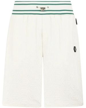 Philipp Plein Short De Sport À Logo En Jacquard - White