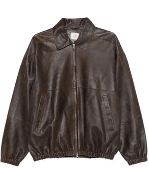 Alysi Leather Bomber Jacket - Brown