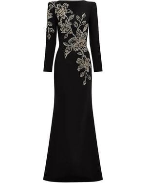 Jenny Packham Slipper Orchid Floral-Embellished Maxi Dress - Black